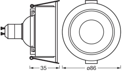 3 db süllyesztett halogén LED mennyezeti spotlámpa, kerek, GU10, 4,5 W, 400 lm, 2700 K, meleg fehér, Osram