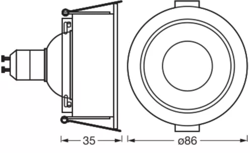 3 db süllyesztett halogén LED mennyezeti spotlámpa, kerek, GU10, 4,5 W, 400 lm, 2700 K, meleg fehér, Osram