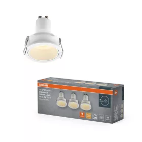   3 db süllyesztett halogén LED mennyezeti lámpa szett, kerek, GU10, 3W, 200lm, 2700K, meleg, szabályozható fehér, Osram