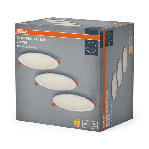 Süllyesztett halogén LED mennyezeti spotlámpa, kerek, 22W, 2000lm, 3000K, meleg fehér, Osram