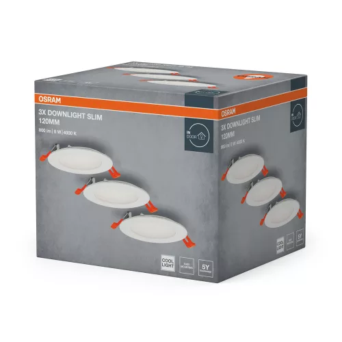 3 db süllyesztett halogén LED mennyezeti spotlámpa, kerek, 8 W, 550 lm, 4000 K, semleges fehér, Osram