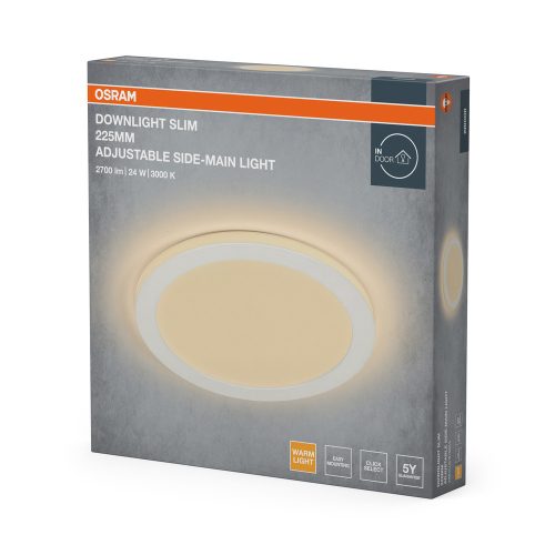 Süllyesztett halogén LED mennyezeti spotlámpa, kerek, 24W, 2000lm, 3000K, meleg fehér, Osram
