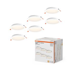   6 db-os süllyesztett halogén LED mennyezeti spotlámpa, kerek, 18 W, 1600 lm, 3000 K, meleg fehér, Osram