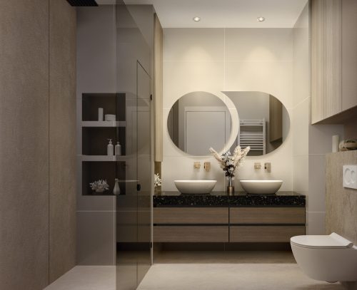 Süllyesztett LED mennyezeti lámpa, hermetikus, IP44, fürdőszoba, kerek, 4,9 W, 270 lm, 2700 K, meleg, szabályozható, IP44, króm, süllyesztett, Osram