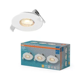   Süllyesztett LED mennyezeti lámpa, hermetikus, IP44, fürdőszoba, kerek, 4,9 W, 280 lm, 2700 K, meleg, szabályozható, IP44, fehér, süllyesztett, Osram