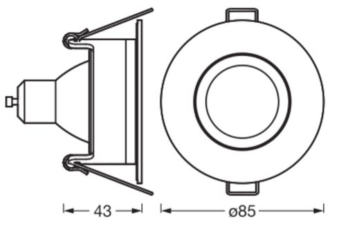 3 db-os LED spotlámpa süllyesztett mennyezetre, hermetikus IP44, fürdőszoba, kerek, GU10, 4,5 W, 320 lm, 2700 K, meleg fehér, IP65, króm, süllyesztett, Osram