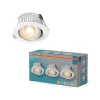 3 db-os LED mennyezeti lámpa szett, süllyesztett spotlámpa, hermetikus, IP44, fürdőszobai, mozgatható, kerek, 4,9 W, 280 lm, 2700 K, meleg, szabályozható, IP44, fehér, süllyesztett, Osram