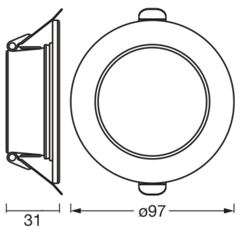 db-os süllyesztett LED mennyezeti spotlámpa, hermetikus, IP44, fürdőszobai kerek, 4,5 W, 240 lm, 3000 K, meleg fehér, IP44, Osram