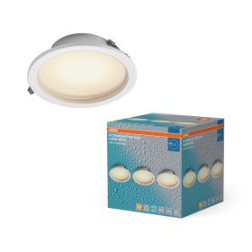   3 db-os süllyesztett mennyezeti LED spotlámpa, hermetikus, IP44, fürdőszobai, kerek, 18W, 1400lm, 3000K, meleg fehér, IP44, Osram