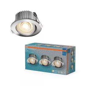   3 db-os LED mennyezeti lámpa szett, süllyesztett spotlámpa, hermetikus, IP44, fürdőszoba, mozgatható, kerek, 4,9 W, 270 lm, 2700/4000/6500K CCT, IP44, króm, süllyesztett, Osram
