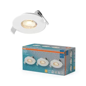   3 db-os LED mennyezeti lámpa szett, süllyesztett spotlámpa, hermetikus, IP44, fürdőszoba, kerek, 4,9 W, 280 lm, 2700 K, meleg, szabályozható, IP65, fehér, süllyesztett, Osram