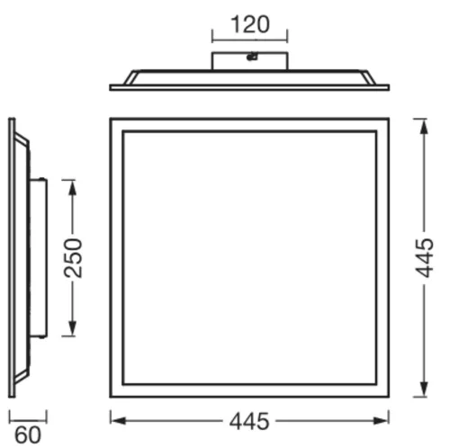 Süllyesztett mennyezeti LED panel 24W 2400lm 4000K semleges fényű fehér 45x45 cm Essentials Osram