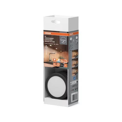 Lámpatest szekrény alatti LED spot kerek 9.8W 580lm CCT fekete Undercabinet Osram