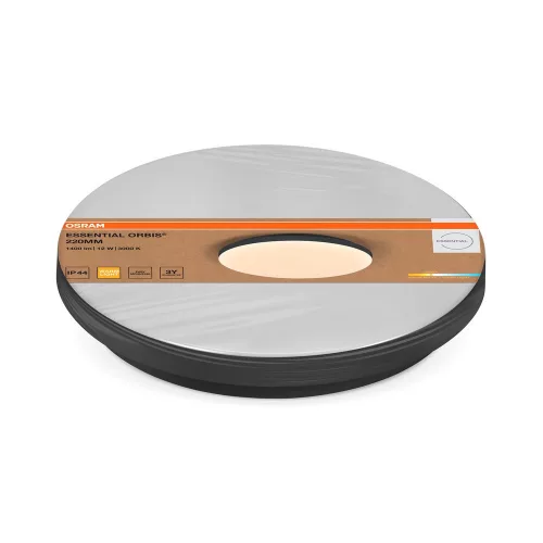 Plafon LED Mennyezeti lámpa felületre szerelhető fürdőszobai 12W 800lm 3000K meleg fényű fekete IP44 Orbis Osram