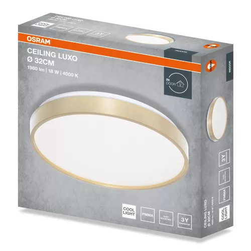 Plafon LED Mennyezeti lámpa felületre szerelhető fürdőszobai 18W 1200lm 3000K meleg fényű fehér IP44 Orbis Osram