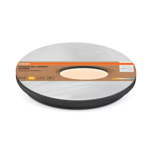 Plafon LED Mennyezeti lámpa felületre szerelhető fürdőszobai 24W 1700lm 3000K meleg fényű fekete IP44 Orbis Osram