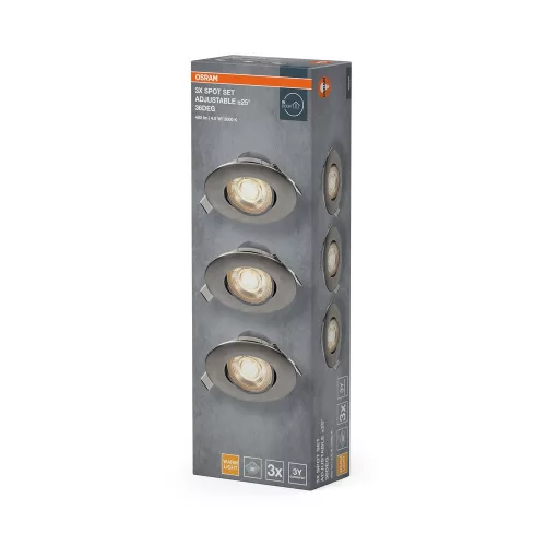LED mennyezeti süllyesztett spotlámpa 4.9W 320lm 3000K meleg fehér nikkel Downlight Osram