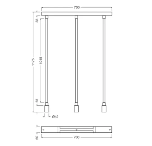 Függesztett mennyezeti lámpa 28W 1400lm 2700K meleg fehér 3x E7 Decor fekete Osram