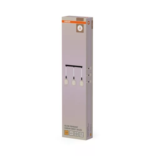 Függesztett mennyezeti lámpa 28W 1400lm 2700K meleg fehér 3x E7 Decor fekete Osram
