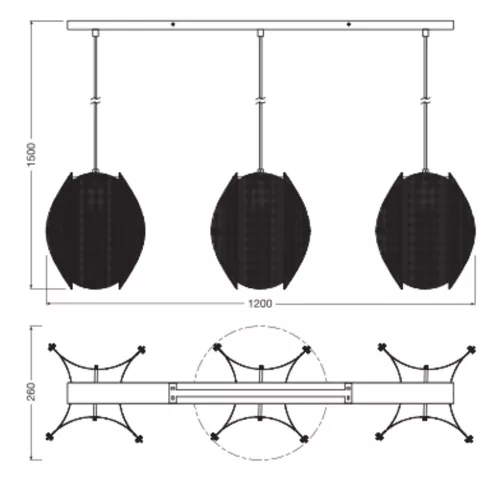 Függesztett mennyezeti lámpatest 3x E27 arany Decor Osram