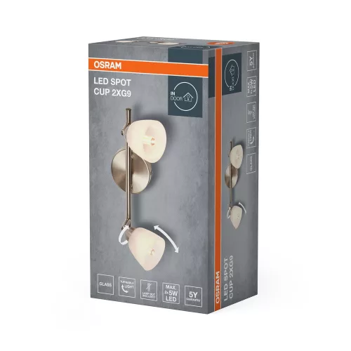 LED fali spotlámpa 2x G9 nikkel Cup Osram