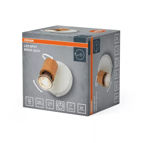 LED fali spotlámpa GU10 fehér fa Brick Osram
