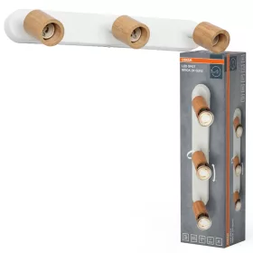 LED fali spotlámpa 3x GU10 fehér fa Brick Osram
