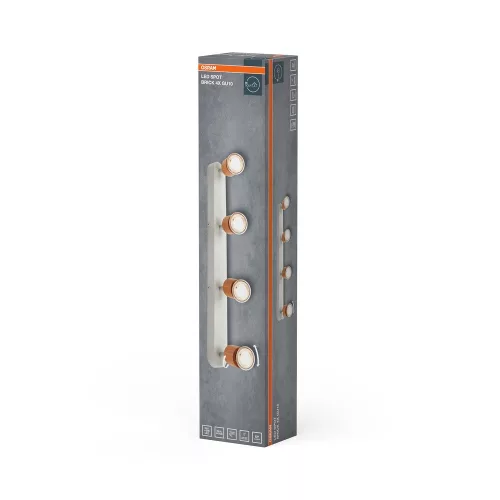 LED fali spotlámpa 4x GU10 fehér fa Brick Osram