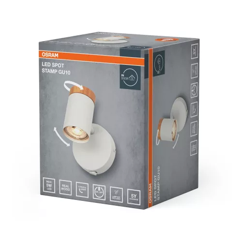 LED fali spotlámpa GU10 fehér fa Stamp Osram
