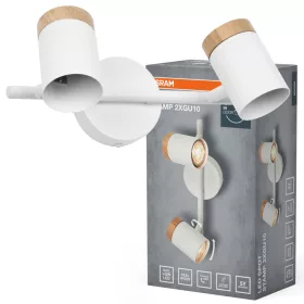 LED fali spotlámpa 2x GU10 fehér fa Stamp Osram