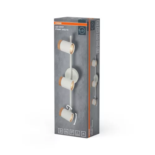 LED fali spotlámpa 3x GU10 fehér fa Stamp Osram