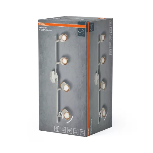 LED fali spotlámpa 4x GU10 fehér fa Stamp Osram