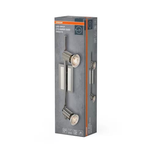 LED fali spotlámpa 2x GU10 nikkel króm Cylinder Osram