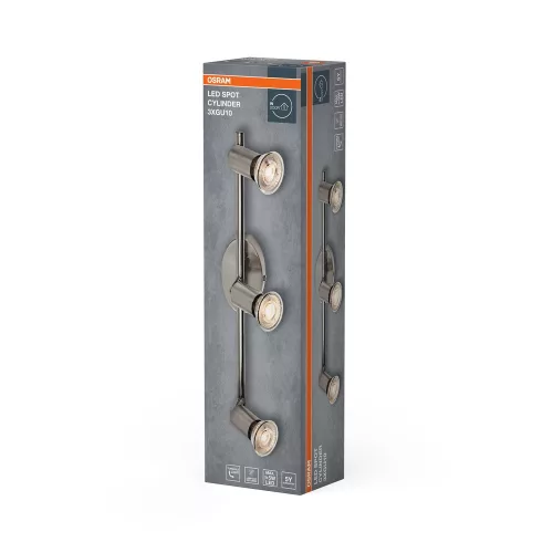 LED fali spotlámpa 3x GU10 nikkel Cylinder Osram