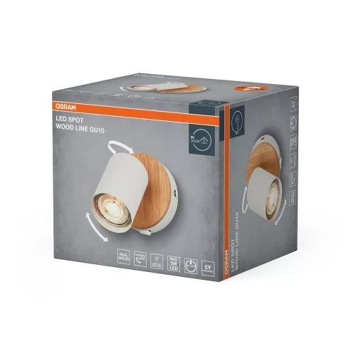 LED fali spotlámpa GU10 fa fehér Wood Osram