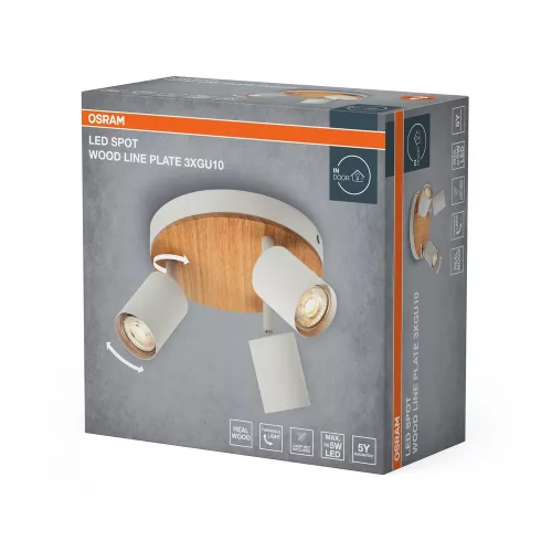 LED fali spotlámpa 3x GU10 fehér fa Line Osram