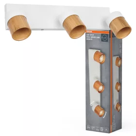 LED fali spotlámpa 3x GU10 fehér fa Wood Osram