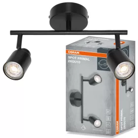   Felületre szerelhető állítható mennyezeti spot reflektor 2x GU10 fekete PRIMAL Osram