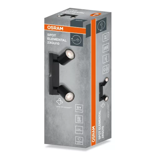 LED fali spotlámpa 2x GU10 fekete Elemental Osram