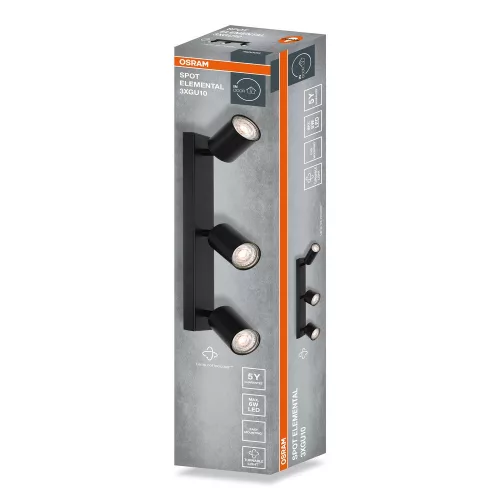 LED fali spotlámpa 3x GU10 fekete Elemental Osram