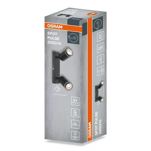 LED fali spotlámpa 2x GU10 fekete Pulse Osram