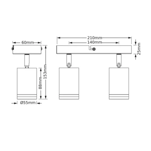 LED fali spotlámpa 2x GU10 fekete Pulse Osram