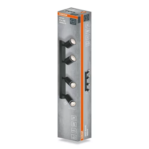 LED fali spotlámpa 4x GU10 fekete Pulse Osram