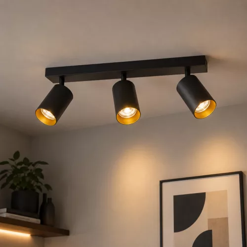 Felületre szerelhető állítható mennyezeti spot reflektor 3x GU10 fekete ETERNAL Osram