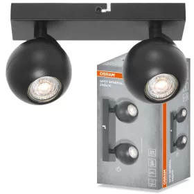  Felületre szerelhető állítható mennyezeti spot reflektor 2x GU10 fekete SPHERAL Osram
