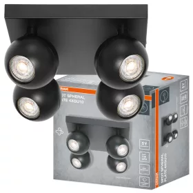   Felületre szerelhető állítható mennyezeti spot reflektor 4x GU10 fekete SPHERAL Osram