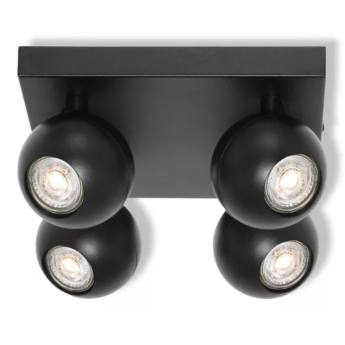 Felületre szerelhető állítható mennyezeti spot reflektor 4x GU10 fekete SPHERAL Osram