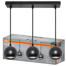   Függeszthető mennyezeti spot reflektor 3x GU10 fekete SPHERAL Osram