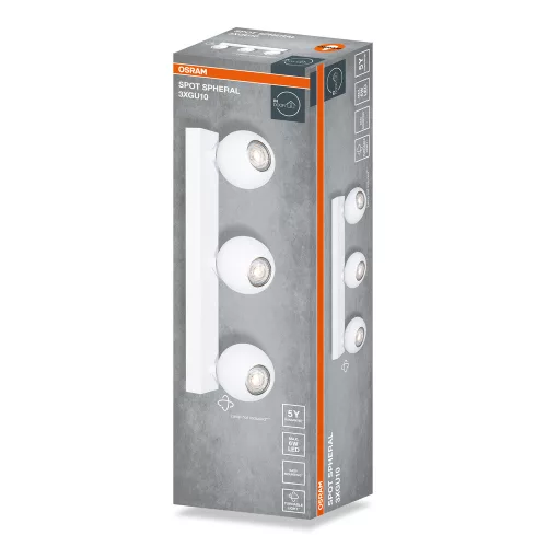 Felületre szerelhető állítható mennyezeti spot reflektor 3x GU10 fehér SPHERAL Osram