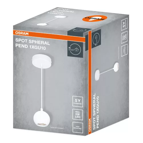 Függeszthető mennyezeti spot reflektor GU10 fehér SPHERAL Osram